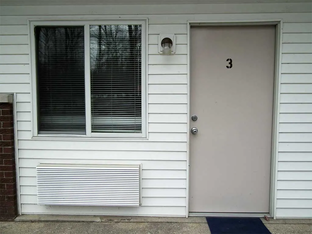 Front door of a camping room