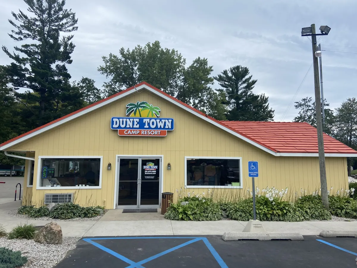 The Dune Town office and camp store building